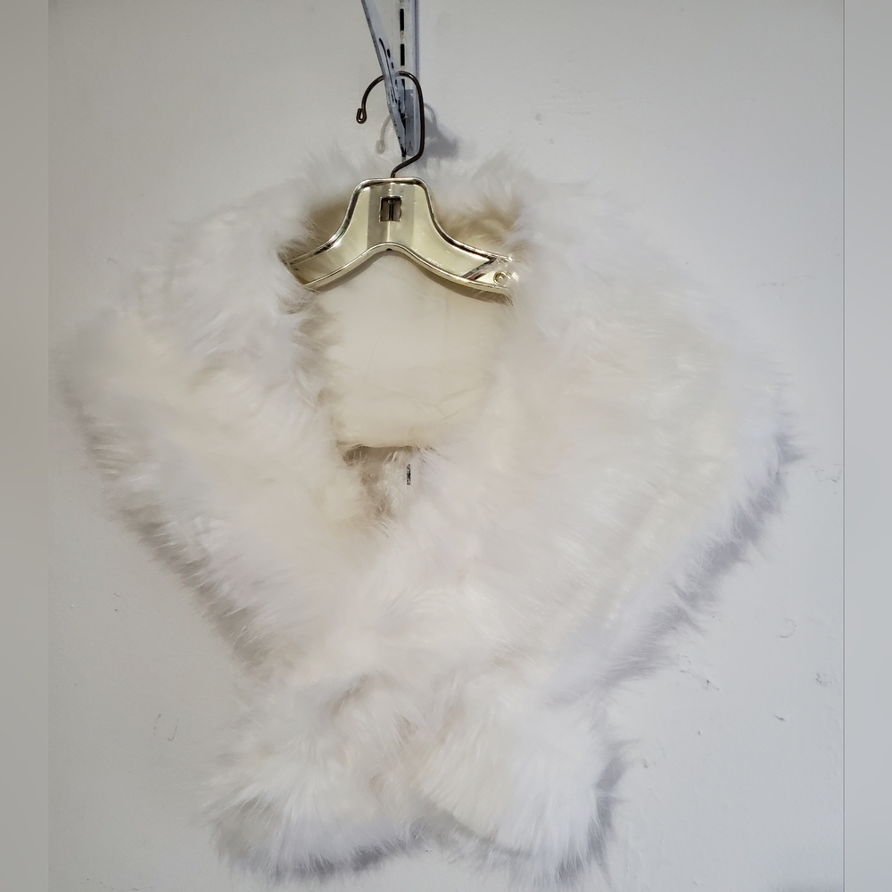 Kids Faux Fur Scarf White